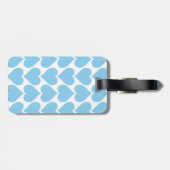 Blauw Hartjes Patroon, Romantisch, Liefde Bagagelabel (Achterkant horizontaal)
