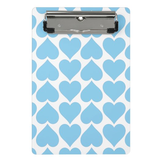 Blauw Hartjes Patroon, Romantisch, Liefde Mini Klembord (Voorkant)