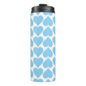 Blauw Hartjes Patroon, Romantisch, Liefde Thermosbeker (Voorkant)