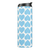 Blauw Hartjes Patroon, Romantisch, Liefde Thermosbeker (Gedraaid links)