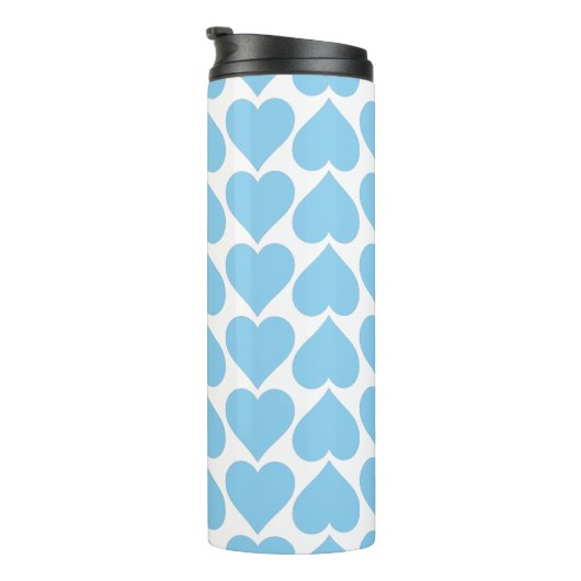 Blauw Hartjes Patroon, Romantisch, Liefde Thermosbeker (Geroteerd rechts)