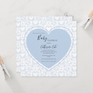 Blauw Hartjes Vintage Baby Shower Kaart