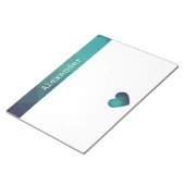 Blauw hartontwerp aanpasbare naam na het openen no notitieblok (Schuin)