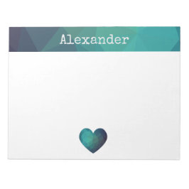 Blauw hartontwerp aanpasbare naam na het openen no notitieblok