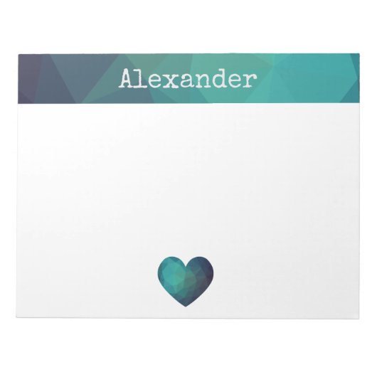 Blauw hartontwerp aanpasbare naam na het openen no notitieblok (Voorkant)