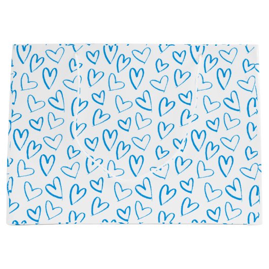 Blauw Hartpatroon Grote Cadeautas (Voorkant)