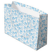 Blauw Hartpatroon Grote Cadeautas (Achterkant Gekanteld)