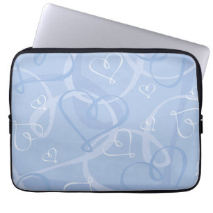 Blauw hartpatroon laptop sleeve