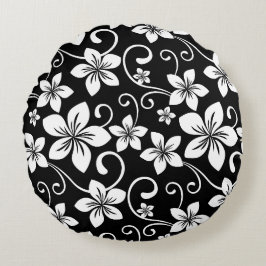 BLAUW HAWAI PATROON IN ZWART ROND KUSSEN