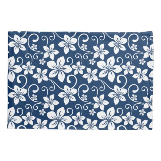 BLAUW HAWAII (NAVY BLUE) Pillowcase Kussensloop (Achterkant-Links)