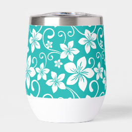 BLAUW HAWAII PATROON IN BLAUWGROEN