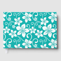 BLAUW HAWAII PATROON IN BLAUWGROEN