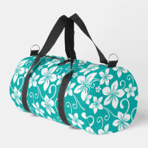 BLAUW HAWAII PATROON IN BLAUWGROEN