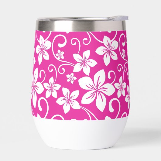 BLAUW HAWAII PATROON IN HEET ROZE (Links)