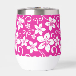 BLAUW HAWAII PATROON IN HEET ROZE