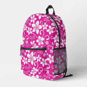 BLAUW HAWAII PATROON IN HEET ROZE BEDRUKTE RUGZAK