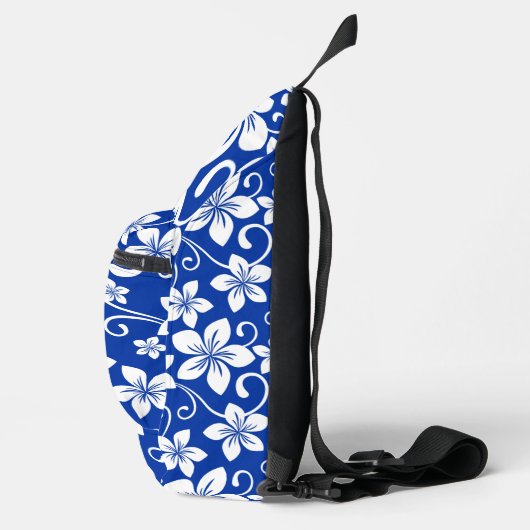 BLAUW HAWAII PATROON IN KONINKLIJK BLAUW SLING BAG (Rechts)
