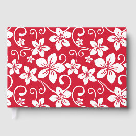 BLAUW HAWAII PATROON IN ROOD GASTENBOEK