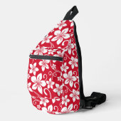 BLAUW HAWAII PATROON IN ROOD SLING BAG (Rechterhoek)