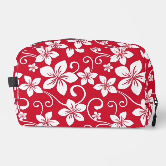 BLAUW HAWAII PATROON IN ROOD TOILETTASJE (Voorkant)