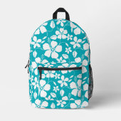 BLAUW HAWAII-PATROON IN TEAL BEDRUKTE RUGZAK (Voorkant)