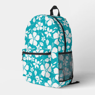 BLAUW HAWAII-PATROON IN TEAL BEDRUKTE RUGZAK