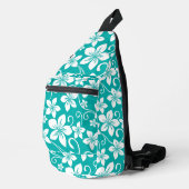 BLAUW HAWAII PATROON IN TURQUOISE SLING BAG (Rechterhoek)