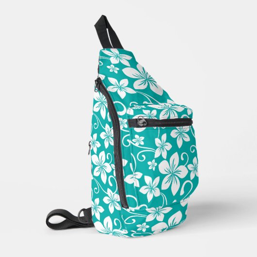 BLAUW HAWAII PATROON IN TURQUOISE SLING BAG (Linkerhoek)