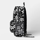 BLAUW HAWAII PATROON IN ZWART BEDRUKTE RUGZAK (Rechts)