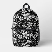 BLAUW HAWAII PATROON IN ZWART BEDRUKTE RUGZAK (Voorkant)