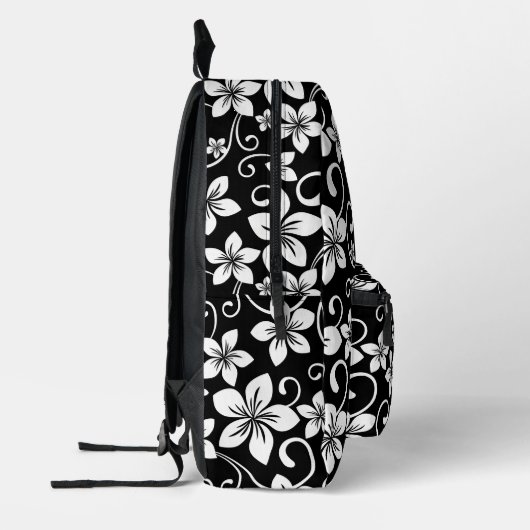 BLAUW HAWAII PATROON IN ZWART BEDRUKTE RUGZAK (Links)