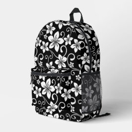 BLAUW HAWAII PATROON IN ZWART BEDRUKTE RUGZAK