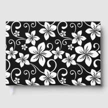 BLAUW HAWAII PATROON IN ZWART