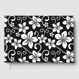 BLAUW HAWAII PATROON IN ZWART GASTENBOEK