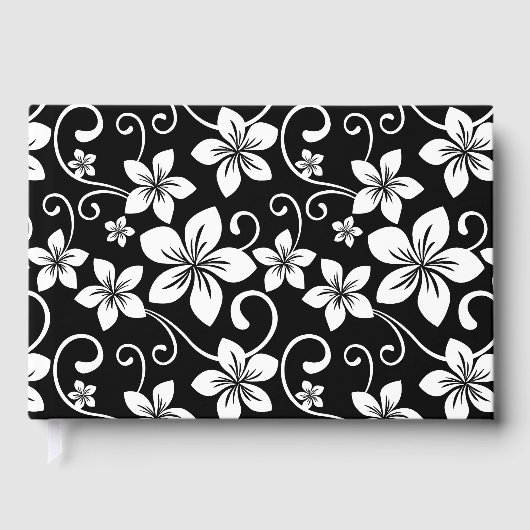 BLAUW HAWAII PATROON IN ZWART GASTENBOEK (Voorkant)