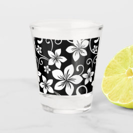 BLAUW HAWAII PATROON IN ZWART SHOT GLAS