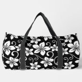 BLAUW HAWAII PATROON IN ZWARTE DUFFLE TAS (Voorkant)