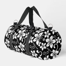 BLAUW HAWAII PATROON IN ZWARTE DUFFLE TAS