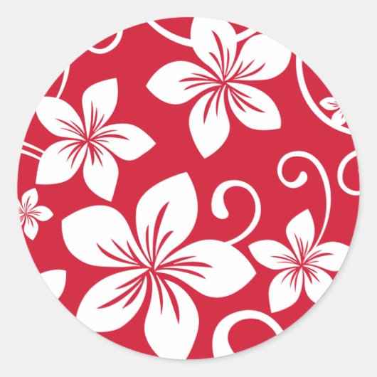 BLAUW HAWAII (RED) CLASSIC ROND STICKER (Voorkant)