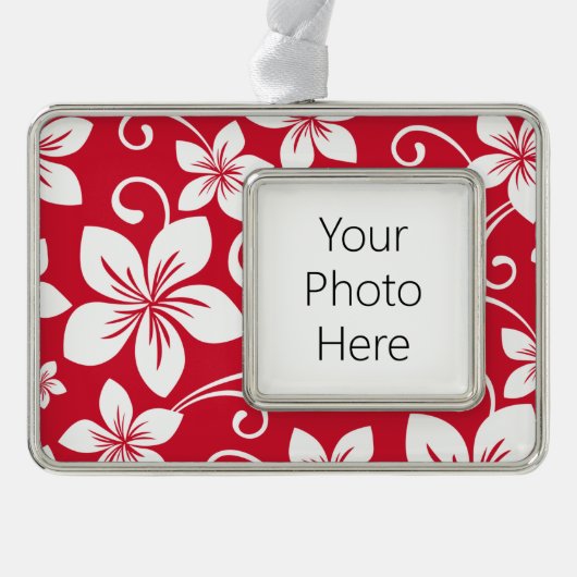 BLAUW HAWAII (RED) VERZILVERD OMLIJST ORNAMENT (Voorkant)