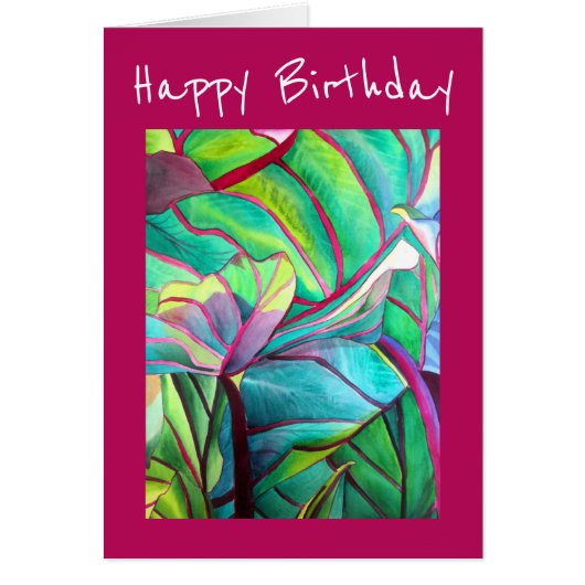 Blauw Hawaii Tropisch blad gebladerte kunst verjaa (Voorkant)