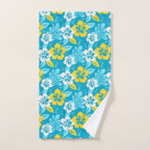 Blauw Hawaiiaans Hibiscus Bloemenpatroon Bad Handdoek (Handdoek)