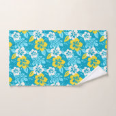 Blauw Hawaiiaans Hibiscus Bloemenpatroon Bad Handdoek (Handdoek)