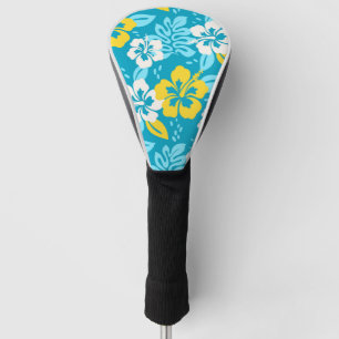 Blauw Hawaiiaans Hibiscus Bloemenpatroon Golfheadcover