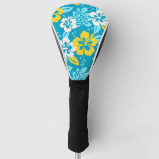 Blauw Hawaiiaans Hibiscus Bloemenpatroon Golfheadcover