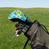 Blauw Hawaiiaans Hibiscus Bloemenpatroon Golfheadcover (Insitu)