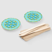 Blauw Hawaiiaans Hibiscus Bloemenpatroon Handwaaier (Niet-gemonteerd)