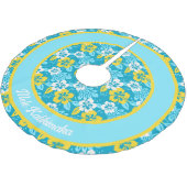 Blauw Hawaiiaans Hibiscus Bloemenpatroon Kerstboom Rok (Gekanteld)