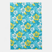 Blauw Hawaiiaans Hibiscus Bloemenpatroon Theedoek (Verticaal)