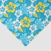 Blauw Hawaiiaans Hibiscus Bloemenpatroon Tissuepapier (Detail)